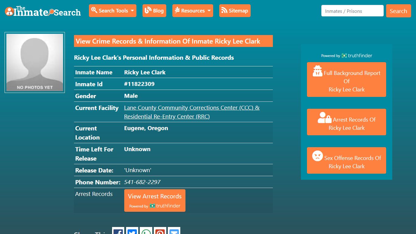 View Crime Records & Information Of Inmate Ricky Lee Clark